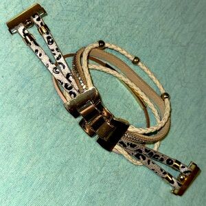 Wonmille Posh Leather women’s multi-band cheetah with gold band for Fitbit Versa